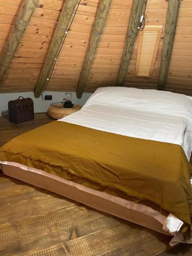 a bedroom with a large bed in a attic at Noce Melano in Montattico
