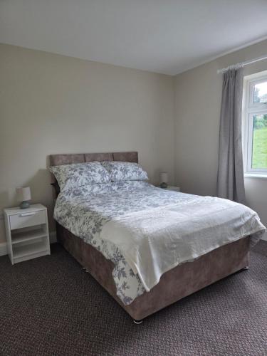 a bedroom with a large bed and a window at Meadow View in Kilkenny