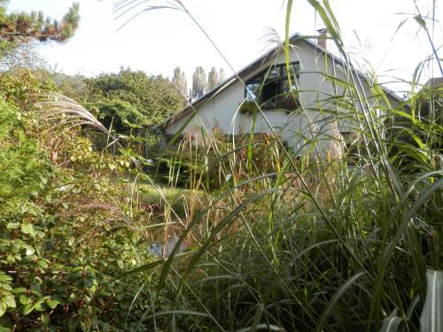 a house in the middle of a field of grass at Ferienwohnung Nessler in Radebeul