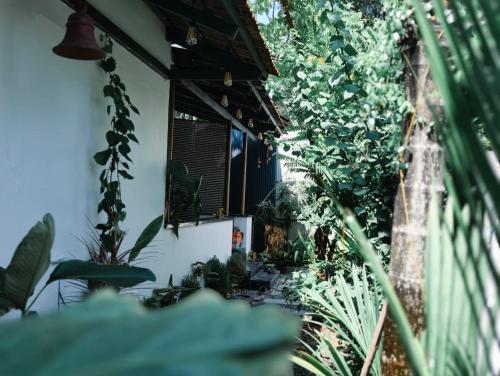 a room with plants on the side of a building at Shampagne Villa in Cochin
