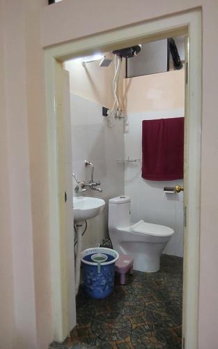 a bathroom with a toilet and a sink at Marigold in Kalimpong
