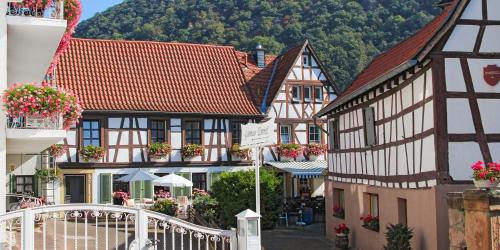 an aerial view of a town with buildings at Gästehaus Urschel in Bad Kreuznach