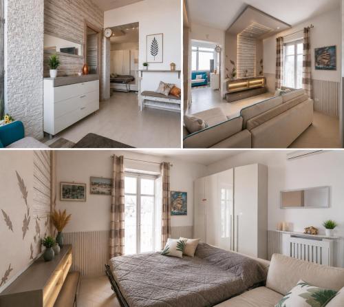 two pictures of a living room and a living room at Garden view Rooftop in Castellammare di Stabia
