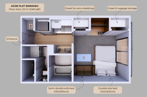 ACOE Flat Shinjuku - 4 minutes from station