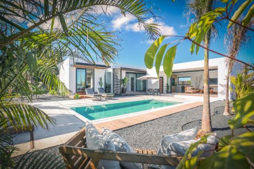 a villa with a swimming pool and palm trees at Villa BF · Luxury Wellness Villa • Private Pool in Villaverde