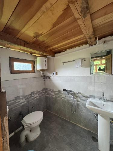 a bathroom with a toilet and a sink at Enter The Wild in Kalgha