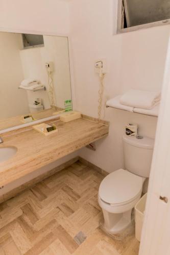 Pacifica Resort Ixtapa في اكستابا: حمام مزود بمرحاض ومغسلة ومرآة