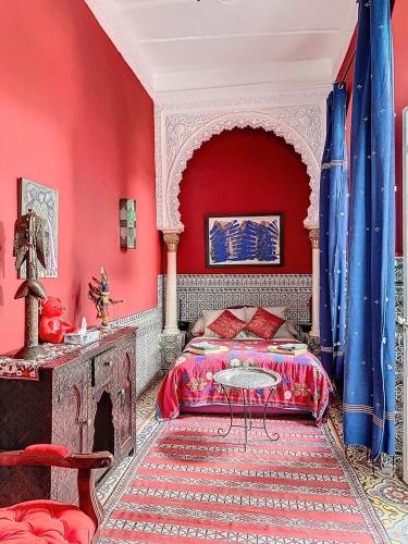 Llit o llits en una habitació de Riad ider
