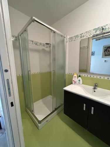 a bathroom with a shower and a sink at Da Lucia in Francavilla al Mare