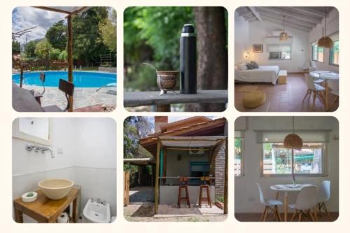 a collage of pictures of a house and a pool at Carumel in Villa Ciudad Parque