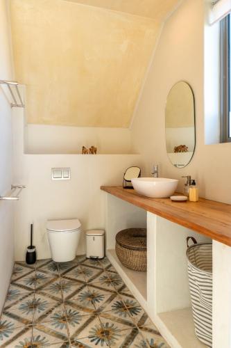 a bathroom with a sink and a toilet at The Dunes Pringle Bay in Pringle Bay