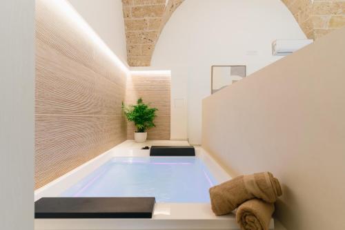 a swimming pool in a room with a ceiling at B&B Palmares Rooms & Suites in Taviano