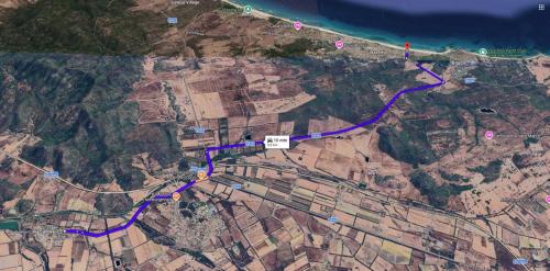 a map of a road on the side of a mountain at Casa Francesca in Costa Rei