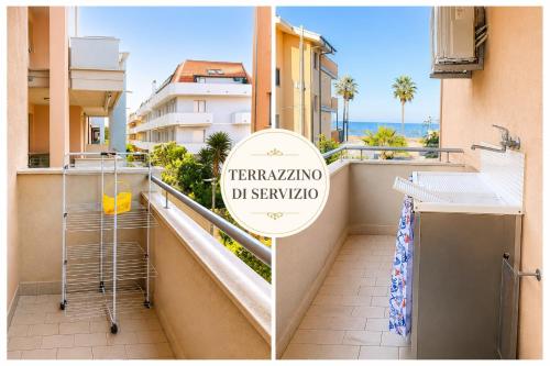 a balcony with a view of the ocean in a building at Sea Colors Apartment in Montesilvano