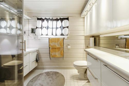 a bathroom with a toilet and a sink at Villa Veneskoski in Veneskoski