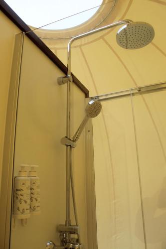 a shower with a shower head in a bathroom at Wine Bubble in Cuzcurrita-Río Tirón