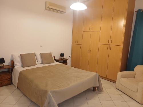 a bedroom with a bed and a chair at Apartments Marina House in Fársa
