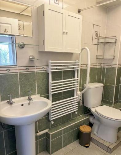 a bathroom with a sink and a toilet at Stylish Studio with SuperKing Bed in Stonewood