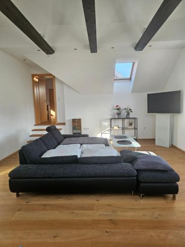 a large bedroom with a large bed and a tv at Ferienwohnung Scheuringer in Enzenkirchen