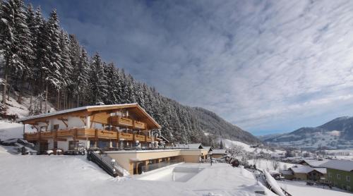 a ski lodge in the snow on a mountain at Hotel Silberfux in Sankt Veit im Pongau