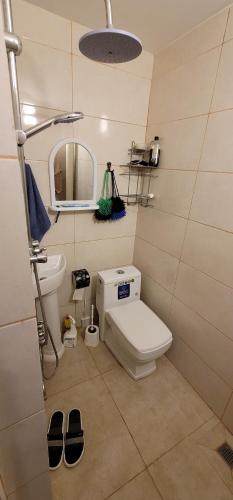 a bathroom with a toilet and a sink at Ganja Apart in Ganja