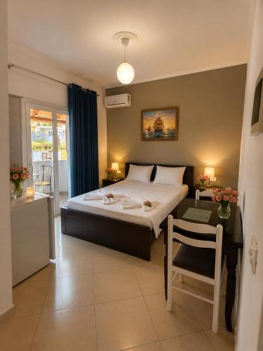 Tempat tidur dalam kamar di Villa Kreshta