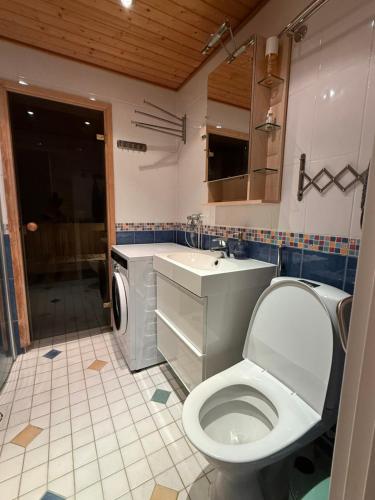 a bathroom with a toilet and a sink at LIS Apartment in Naantali