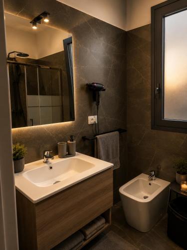 a bathroom with a sink and a mirror at Reale Mountain View in Mascalucia
