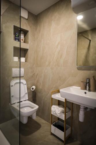 ProzorにあるPerla jezera B&Bのトイレと洗面台のある浴室