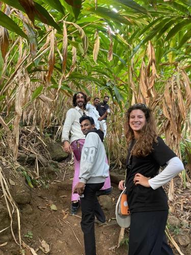 a group of people walking through a bamboo forest at FREEDOM HOUSE, Munnar - A Backpackers Hostel in Munnar