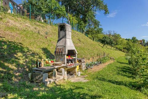 a small stove on the side of a hill at House Marija with BBQ & Garden - Happy Rentals in Gradišča