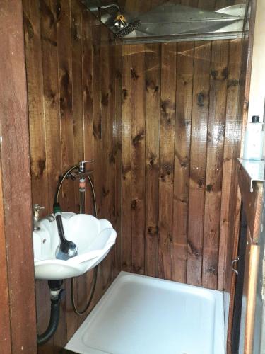 a bathroom with a sink and a bath tub at Tinyhaus am Flughafen, der DLR und ESA in Cologne