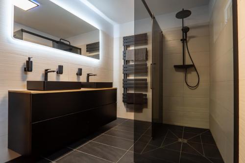 a bathroom with a sink and a mirror at Chalet Maier in Landschach