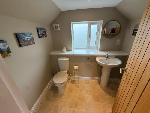 a bathroom with a toilet and a sink at Alt-Na-Slat Cottage in Invergarry