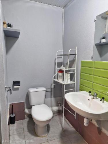 a bathroom with a toilet and a sink at Cayenne MIRZA 2 Confort T2 in Cayenne