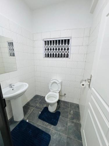 a bathroom with a toilet and a sink at Vantage Suite in Lilongwe
