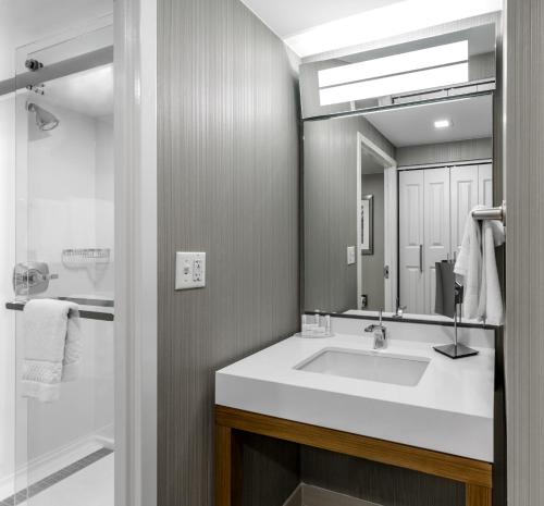 a bathroom with a sink and a mirror at Courtyard Columbus Easton in Columbus
