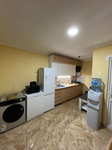 a kitchen with a stove and a refrigerator in it at Guesthouse FLORA ANAKLIA in Anaklia