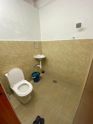a bathroom with a toilet and a sink at Bertam Transit Homestay in Kampong Alor