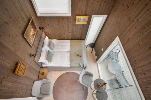 an overhead view of a bedroom in a house at Kråen Gard in Larsnes