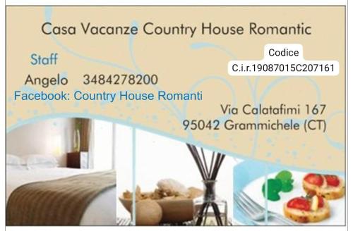 a flyer for a room in a hotel at Casa vacanza Contry House Romantic in Grammichele