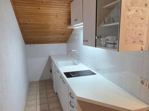 a kitchen with a white counter and a sink at Green Garden NAT in Koper