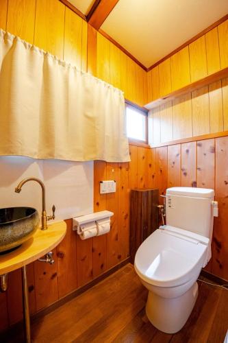 a bathroom with a toilet and a sink at 鸛雀庵Kanjyaku-an in Nakatsugawa