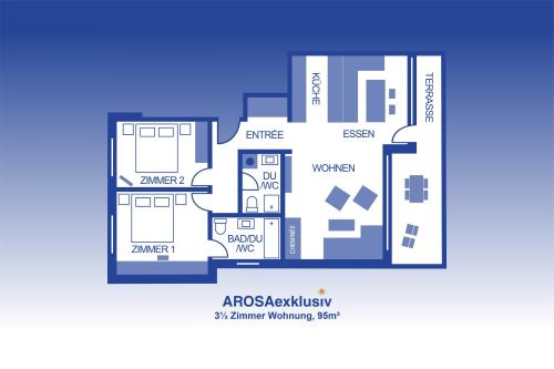 a floor plan of a house with furniture at Fontana in Arosa