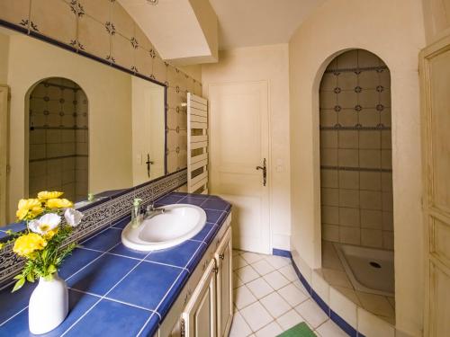 a bathroom with a sink and a mirror at villa Léonfine in Le Cannet-des-Maures