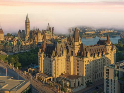 an aerial view of the parliament buildings in budapest at Fairmont Chateau Laurier in Ottawa