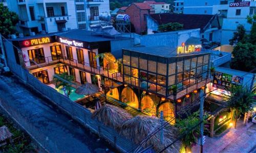 an aerial view of a building at night at Mi Lan Boutique Resort in Vung Tau