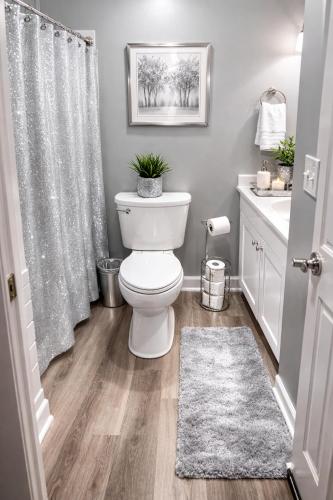 a bathroom with a toilet and a sink at The Haven at Mariama House in Upper Marlboro