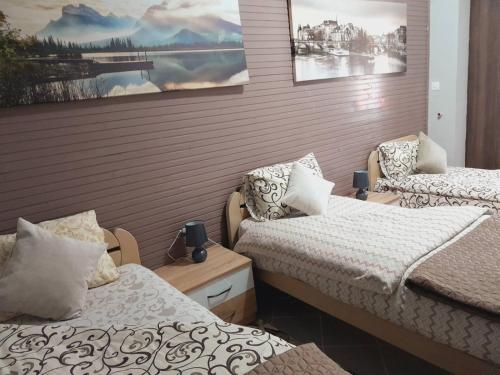 a room with two beds in a room at Apartman Radoman in Cetinje