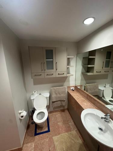 a bathroom with a toilet and a sink at Viaduct Spacious 2 Bedroom Apartment in Auckland